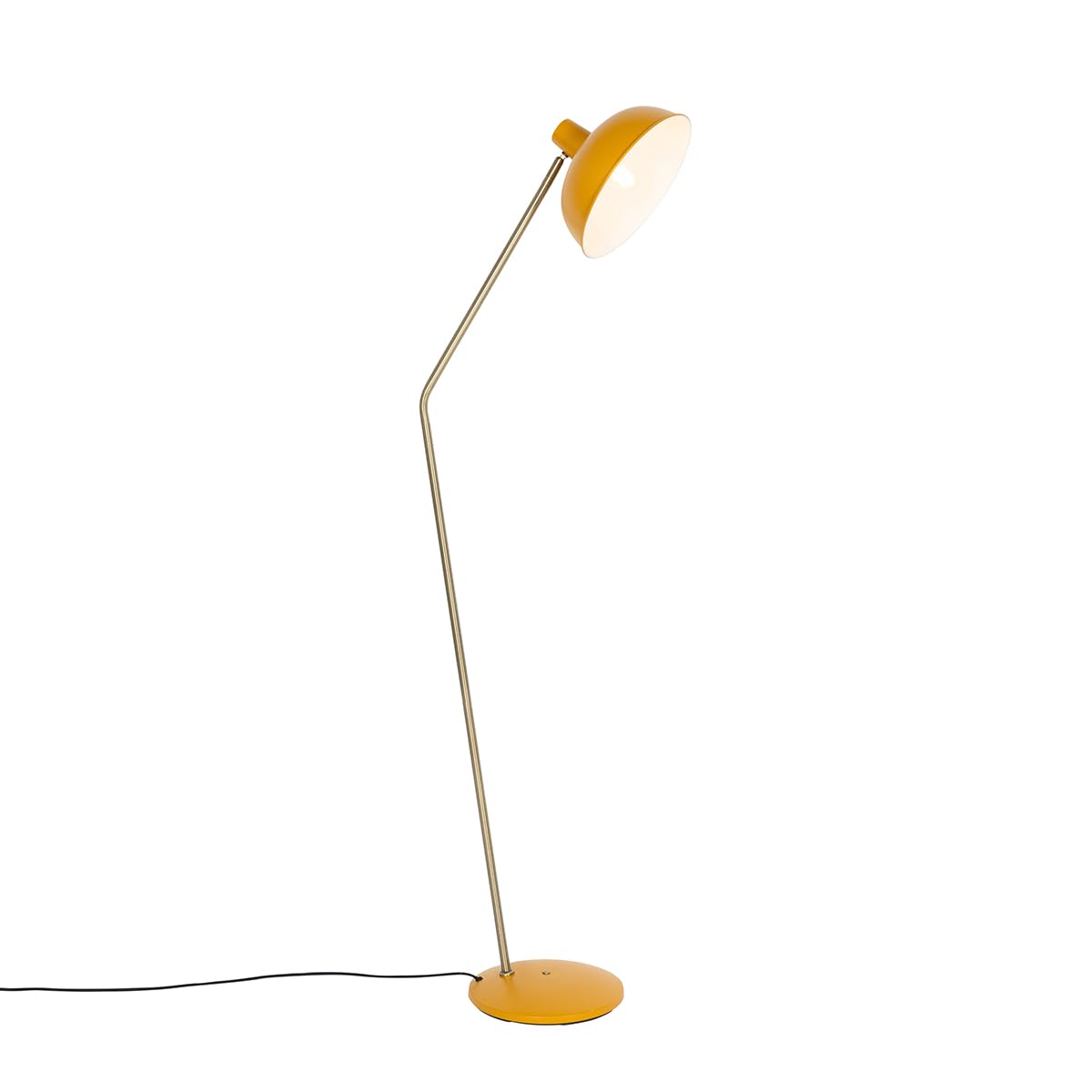 Qazqa - Retro Floor lamp Yellow with Bronze - Milou- - Retro - Suitable for LED E27 | 1 Light - Steel Floor lamp - Suitable for Living Room I Bedroom I