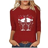 Rote Weihnachts-T-Shirts für Damen, unhöfliche Weihnachtspullover, kurzärmelig, Blusen, Merry...