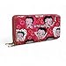 Karriage-Mate Betty Boop Black Zip-Around Wallet - Multi-Card Slots, Detachable Wristlet Strap, Trendy Fashion Accessory (AH)
