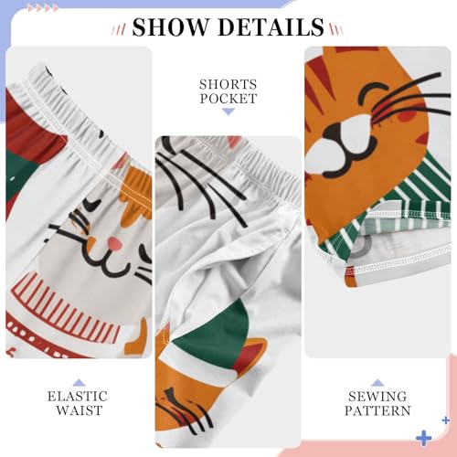 Cat Spruce Branch Boys Long Pants Soft Trousers Elastic Waist Kids Lounge Bottoms with Pockets S-XL4