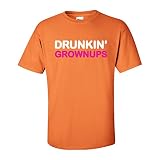 UGP Campus Apparel Drunkin Grownups - Funny Parody Donut Drinking Party T Shirt - X-Large - Tangerine