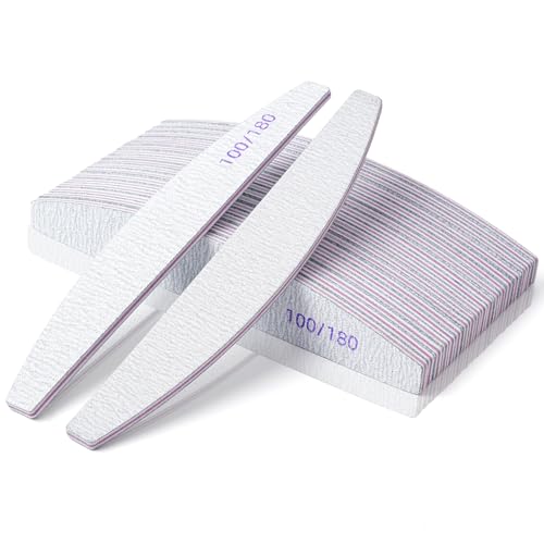 Vonsera Limes a Ongles Professionnelles 20 Pièces, Double Face Lime à Ongles 100/180 Grain, Réutilisable pour Manucure Gel, Capsules Ongles, Kit Onglerie Matériel Pro