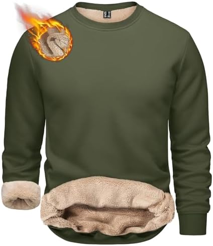 TACVASEN Herren Warme Fleece Pullover Sweatshirts Winter Langarm Shirts mit Fleecefutter