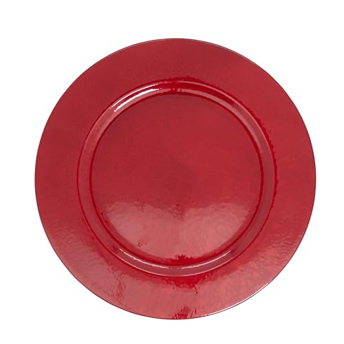 SARO LIFESTYLE Soft Glow Faux Mother of Pearl Charger Plate (Set of 4), 13", Red by SARO LIFESTYLE - Used condition - US$23.37