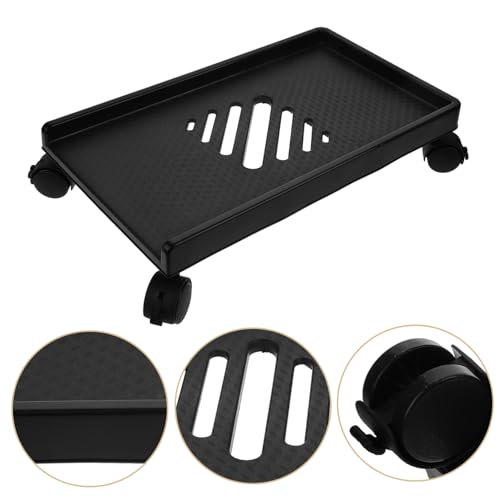 Soporte móvil para CPU SEWACC resistente con ruedas, soporte ajustable para torre de computadora para uso en piso, elevador de plástico con ruedas con bloqueo para escritorio miniatura 5