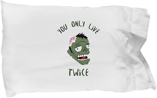 Miniatura 1 de Pillowcase Funny Zombie Lover Gift You Only Live Twice Horror Pun Monster Gag Joke Pillow Cover Case 20x30