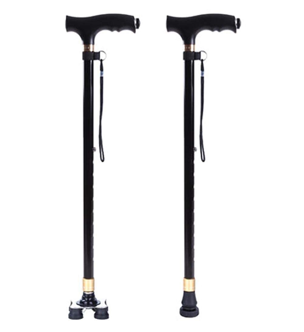 Affidati a Camminare Camminatore per Anziani Rollator Stampelle in Alluminio Torcia a LED per stampelle Pieghevole in Alluminio Multifunzionale Anziani con Illuminazione Sicuro Comodo Anniversario