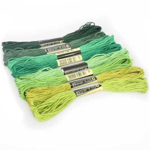 Image of 8Pcs 7.5m Green Cotton Stitch Embroidery Thread Floss DIY Friendship Bracelets Floss Craft Sewing Skeins Fashion Embroidery Floss for Arts, Crafts and Sewing