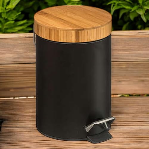 WELL HOME MOBILIARIO & DECORACIÓN Cubo pedal 3L Metal Bamboo Negro - imagen 7