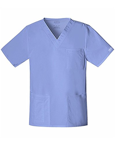 Image of Cherokee WW Core Stretch Scrubs for Women and Men V-Neck Scrub Top | 4 Pockets, Cotton Blend Fabric, Soft Feel, Stretch Comfort, Traditional Fit, Tuck-In Style, Easy Care, Healthcare Wear
