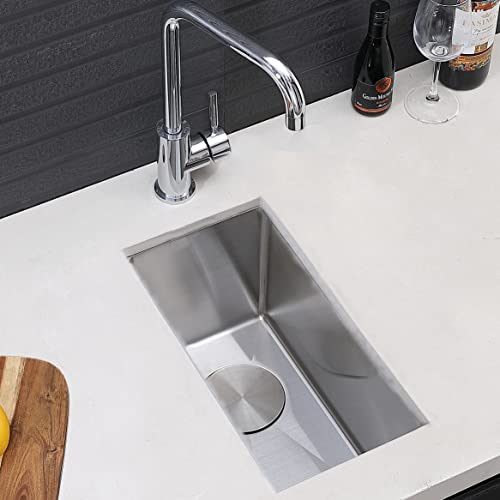 Friho 18"X10" Drop In Wet Bar Prep Kitchen Sink 16 Gauge Stainless Steel Single Bowl Bar Sink,Brushed Nickel Rv Sinks And Outdoor Undermount Bar Sink With Bottom Grid & Drain #TOP3