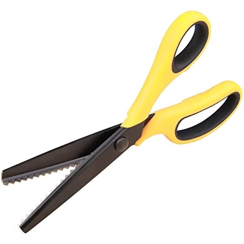 Hui Tong Titanium-Plated 9inch Pinking Shears, Fabric Scissor Suitable for Left and Right Hands,Sharp and Durable, Soft and Non-Slip Cover