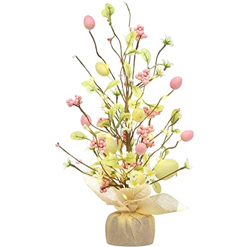 Arbre éclairé de Pâques à brindilles colorées pour table