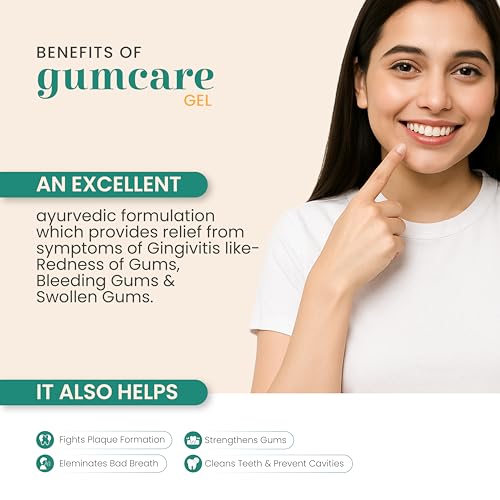 Image of Gumcare Gel Toothpaste Ayurvedic Blend with Neem, Babul, Bakul, Lavang & Amalaki for Strengthens Gums, Eliminating Bad Breath & Cleaning Teeth | Natural Gum Care for Redness, Bleeding & Swollen Gums | Natural Dental Gel for Sensitivity Protection, Fighting Cavities & Complete Oral Wellness - 50 Gm (Pack of 1)