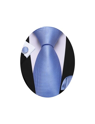 Image of Barry.Wang Ties for Men Silk Tie Sets Polka Dot Woven Necktie Pocket Square Cufflinks Business Wedding