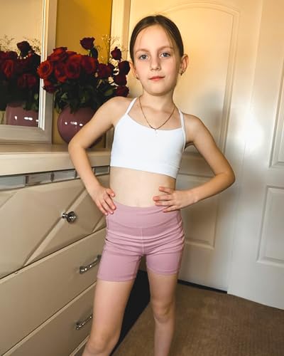 Stelle Girls Sports Bra Training Bra Spaghetti Strap Y Back Bra Yoga Crop Top for Teens Kids(White,L) — view 4