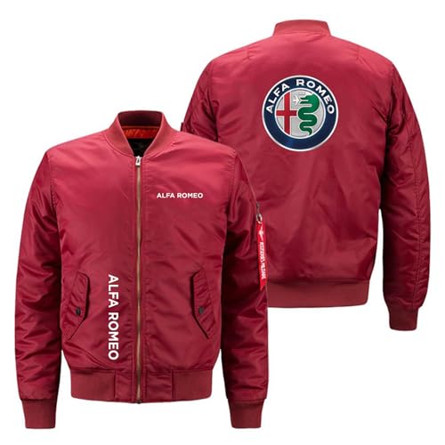 JOSHES Chaqueta Hombre Al-fa Ro.meo, Múltiples Bolsillos Retro, Primavera Otoño Verano Cazadoras-Red||5XL