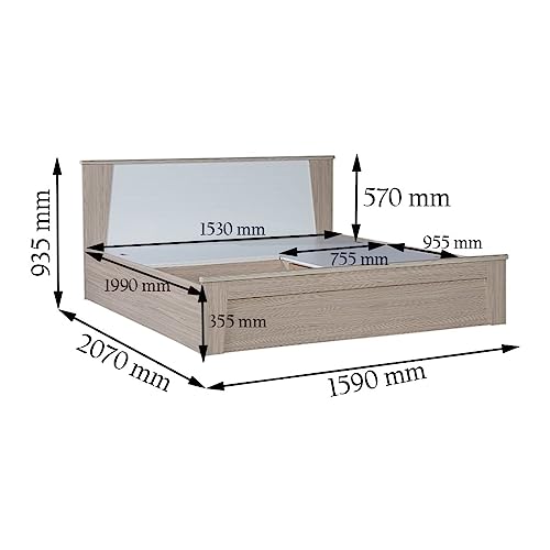Image of HomeTown Ambra Queen Bed with Box Storage in Oak Colour