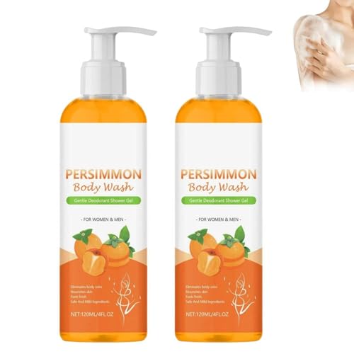 Savelina Seife Safelina Kaki Seifes für ältere Natürliche Kaki Duschgel gegen Körpergeruch Neutralisiert geruchsbildende Substanzen Sanfte Reinigung für empfindliche Haut (Duschgel*2 Orange)