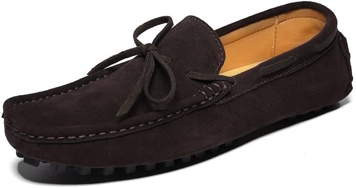 JIADELI Mens Loafers Shoe Suede Leather Moccasins Driving Loafers Boat Shoes Simple Resistant Flat Heel Comfortable Party Driving Slip On (Color : Blue, Size : 8.5)