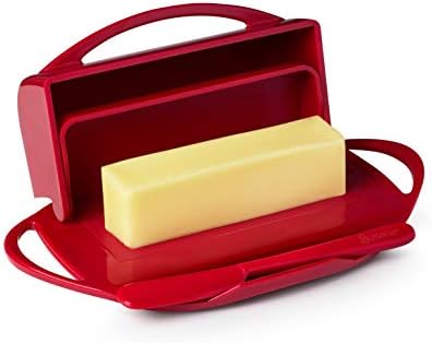 Butterie Flip-Top Butter Dish with Matching Spreader (Red)
