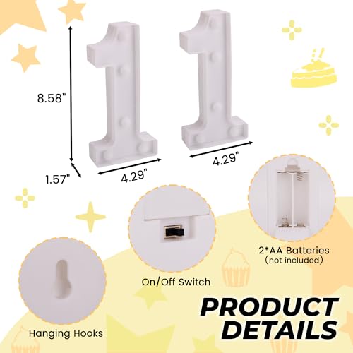 Image of LED Light Up Numbers, Marquee Number Sign for 11th Birthday Decor(11) | Battery Powered LED Lighted Numbers, Marquee Light Up Sign for Birthday Party Centerpieces Home Wall Decor Night Light