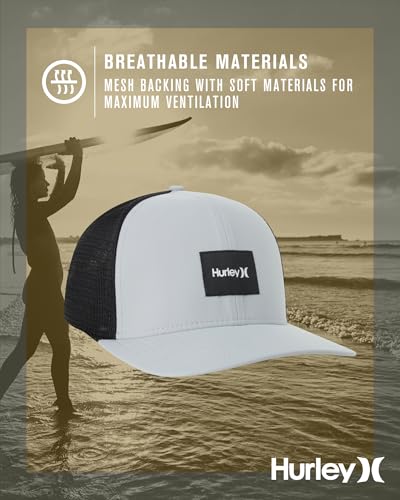 Image of Hurley Mens Trucker Hat - Flexible Quick Dry Fairway Mesh Trucker Hat for Men with Snapback Closure - Classic Mens Caps