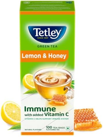 Tetley Green Tea, Lemon and Honey, 100 Tea Bags