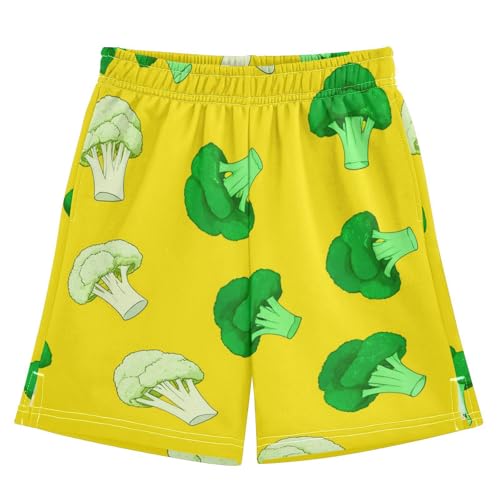 J JOYSAY Cauliflower Vegetable Grouping Yellow Boys Athletic Shorts Kids Youth Casual Shotrs with Pockets Elastic Waistband