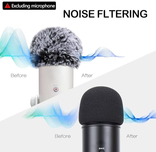 Image of 2Pcs High-Density Foam Windscreen & Furry Dead Cat Cover Compatible with Blue Yeti Microphone, for Yeti Mic, for Blue Yeti Pro USB Microphone