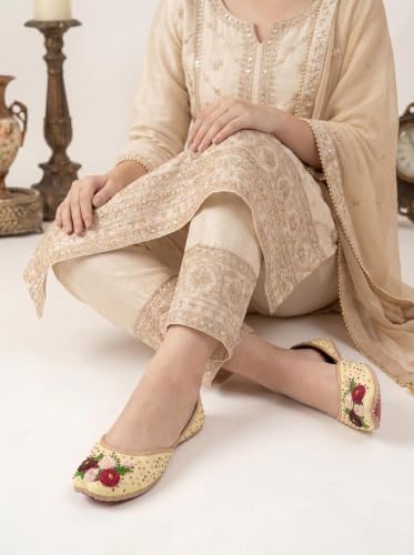 Image of Fulkari Women's Moonshine Multicolored Genuine Soft Leather Juttis | Bite and Pinch Free Jutis | Punjabi Jutti For Ladies | Wedding Flat Stylish Mojari | Bridal Ethnic Flats For Girls |