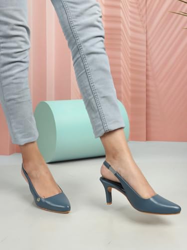 Image of ELLE Women Stylish and elegant Slingback Kitten Heel Mule Sandal