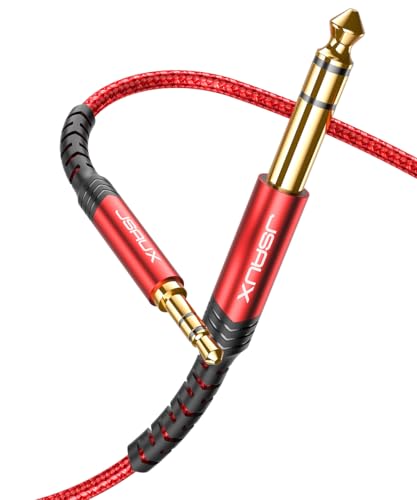3.5mm to 6.35mm Stereo Audio Cable JSAUX 6.35mm 1/4 Male to 3.5mm 1/8 Male TRS Bidirectional Stereo Audio Cable Jack 4FT for Guitar iPod Laptop Home Theater Devices Speaker and Amplifiers-Red