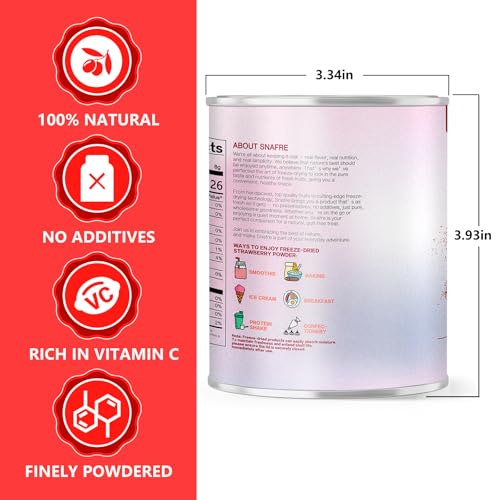 Strawberry Powder, 5.64OZ/160G Freeze Dried Strawberry Powder, No Sugar & Additives, 100% Natural, Freeze Dried Fruit Powd-er for Cakes, Baking, Juice, Cereal, Yogurt, Smoothies
