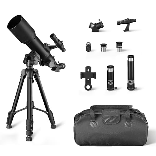 Amazon Basics Telescope, 70mm Aperture 400mm AZ Mount, Portable w/Lightweight Tripod, Phone Holder, Carry Bag, Black