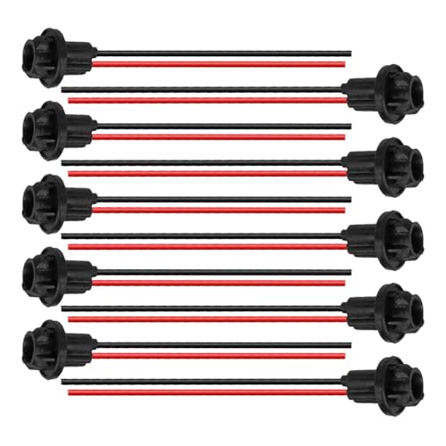 UHANBUT T10 W5W 194 Bulb Socket with Wire Pigtail, Universal LED Bulbs Pre-Wired Harness Sockets Adapter, Female Car Tail Light Connector Socket Accessories for Side Marker/Turn Signal Light (10PCS)