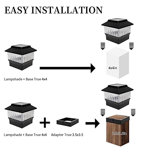 Onlsity 50 Lumen Solar Post Cap Lights Fit 3.5X3.5, 4X4 Vinyl And Wood Post, Led Color Selectable 3000K/4000K/6000K, High Brightness Filament Led Outdoor Fence Deck Post Caps, Waterproof, Black, 1 Pk #TOP3