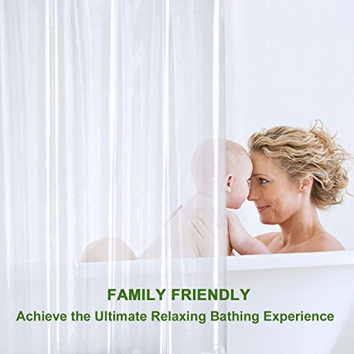 Aoohome Clear Shower Curtain Liner -8G Eva Heavy Duty Water Repellent Shower Liner For Bathroom, Long Shower Curtain 72" W X 75" L, 12 Rust Proof Grommets Holes, 5 Bottom Magnets #TOP6