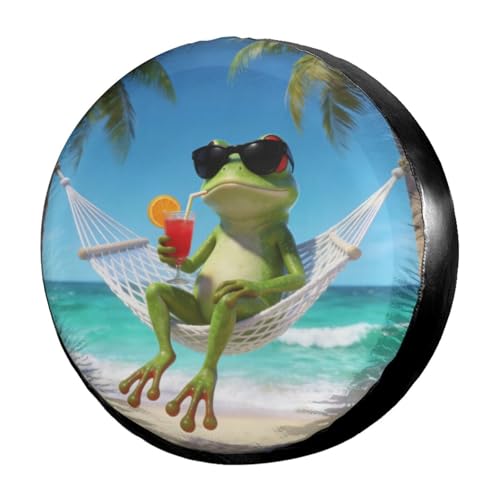 Image of Summer Green Frog Spare Tire Cover Dust-Proof Wheel Tire Cover Fit Trailer, RV, SUV and Many Vehicle 15 Inch