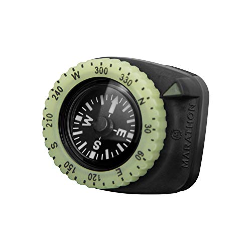 Brújula de pulsera clip-on grado militar Marathon | Bisel luminoso que brilla en la oscuridad | SERE supervivencia y escape | Versión hemisferio norte