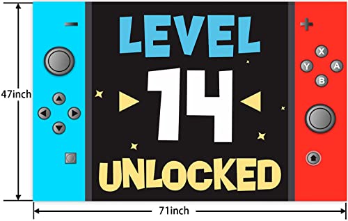 Level 14Th Unlocked Happy 14Th Birthday Level Up Banner Backdrop Background Photo Booth Props Video Game Youth Theme Decor For Boys Girls 14Th Birthday Party Baby Shower Favors Supplies Decorations #TOP1
