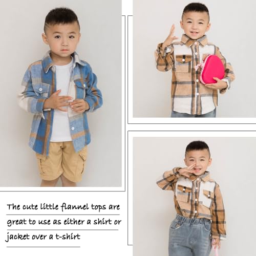 Little Flannels 2 Pack Toddler Baby Boys Plaid Flannel Shirts Jackets Long Sleeve Lapel Button Down Shirt Top Outfit3