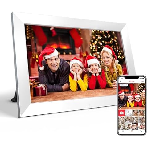 PRITOM Smart Digital Photo Frame WiFi with Removable Swivel Stand- 10.1'' Digital Picture Frame, HD, Touch,16 GB, Auto-Rotate, Share Photos or Videos via Email or App (White) Cover