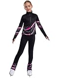 winying Kids Girls Figure Skating Suit Ice Skating Training Pants and Jacket Set Gym Workout Sport Tracksuit Hot Pink 12 Years