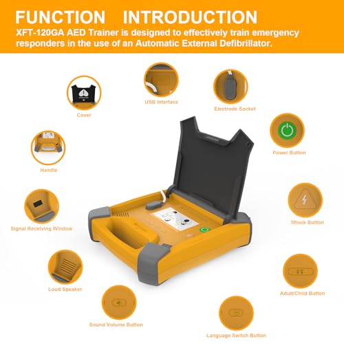 Image of AED Trainer, XFT AED Training Kit CPR Equipment Training Device Automatic External Defibrillator Simulator, AED Trainer Professional for First Aid Trainee Beginner XFT-120GA (Orange Version)