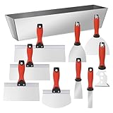 SUMED 10Pcs Drywall Tool Kit, Stainless Steel Putty Knife Set with 1