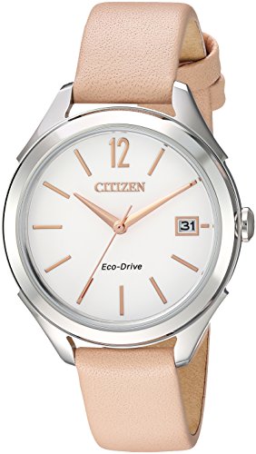 Citizen Women's 'Drive' Quartz Stainless Steel and Leather Casual Watch, Color:Beige (Model: FE6140-03A)