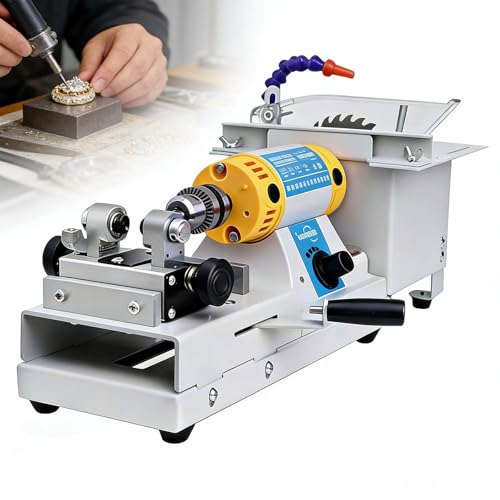 Sieeour ÉQuipement Lapidaire 750W, Machine À Facetter Et Polir Les Gemmes, Machine À Polir Les Bijoux À Vitesse RéGlable Et Polisseuse D'ÉTabli, Pour DéCoupe De Pierres, Artisanat Bricolage-image