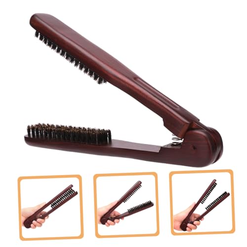 Cepillo alisador con pinza ergonómica doble para cabello miniatura 6