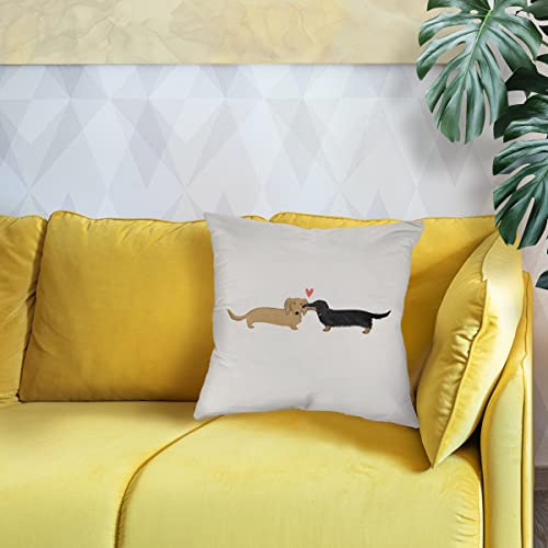Lovely Couple Dachshund Dogs Kissing Pillow Case,Decorate Home Living Room Bedroom Wedding Room Outdoor Porch,Couples Husband Wife Boyfriend Girlfriend Newlyweds Gifts,18X18 Inch Throw Pillow Covers #TOP1